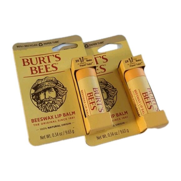 (2 PACK) NEW Burt's Bees The Original Paper Tube Moisturizing Lip Balm 0.34 Oz - Picture 5 of 6